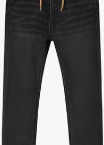 Haloumoning Boys Jeans Kids Elastic Waist Straight Leg Denim Pants with Drawstring